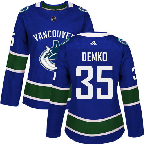 Adidas Canucks #35 Thatcher Demko Blue Home Authentic Women's Stitched NHL Jersey